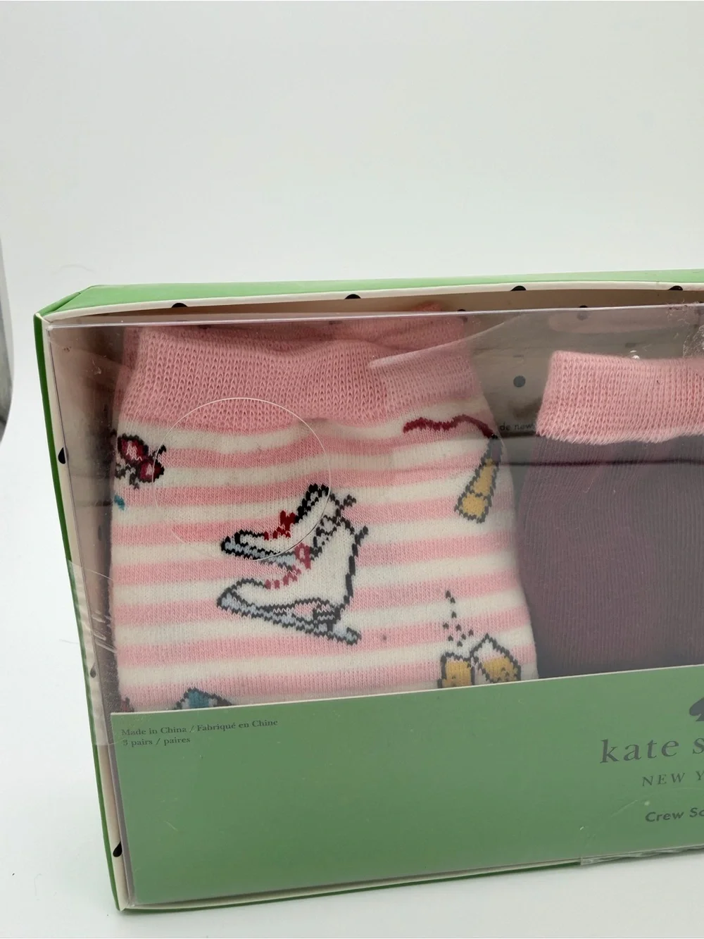 NIB Kate Spade New York Crew Socks Gift Set (3 Pairs) - Ice Skates & Polka Dots